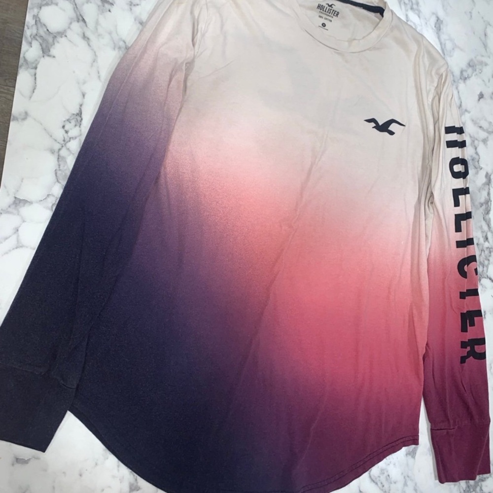 Hollister Gradient Pink and Purple Long Sleeve Tee